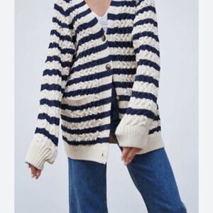 Zara Ecru Navy and White Cardigan - Gossip Girl Audrey Hope Inspired